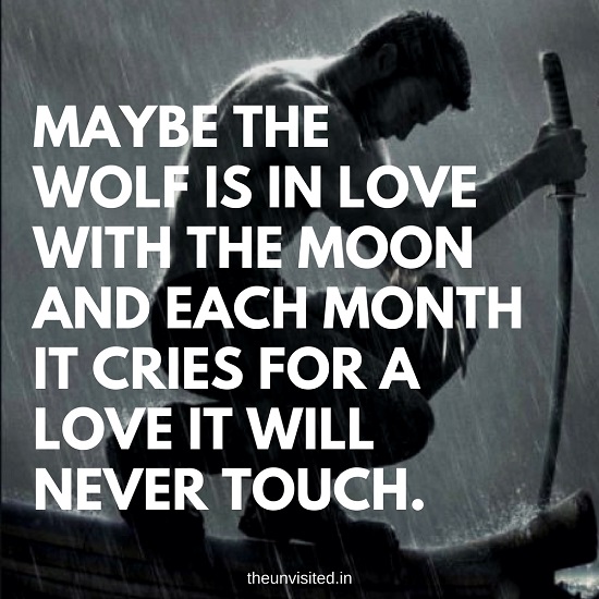 Maybe the wolf is in love with the moon and each month it cries for a love it will never touch. The unvisited