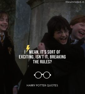 Harry-Potter-Quotes-life-love-friendship-wisdom-writings-Quotes-The-Unvisited-quote-book-writer-j-k-rowling I mean, it's sort of exciting, isn't it, breaking the rules