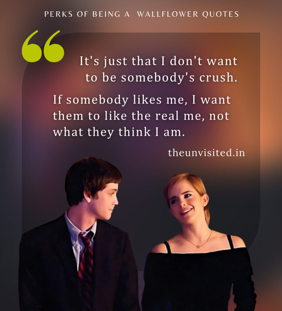 It's just that I don't want to be somebody's crush. If somebody likes me, I want them to like the real me, not what they think I am. - Perks Of Being A Wallflower Quotes | The Unvisited
