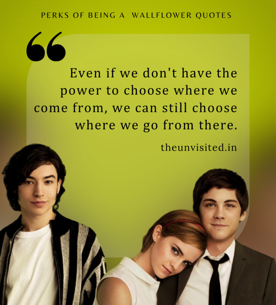 Even if we don't have the power to choose where we come from, we can still choose where we go from there. - Perks Of Being A Wallflower Quotes | The Unvisited