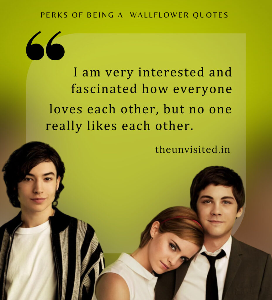 I am very interested and fascinated how everyone loves each other, but no one really likes each other. - Perks Of Being A Wallflower Quotes | The Unvisited