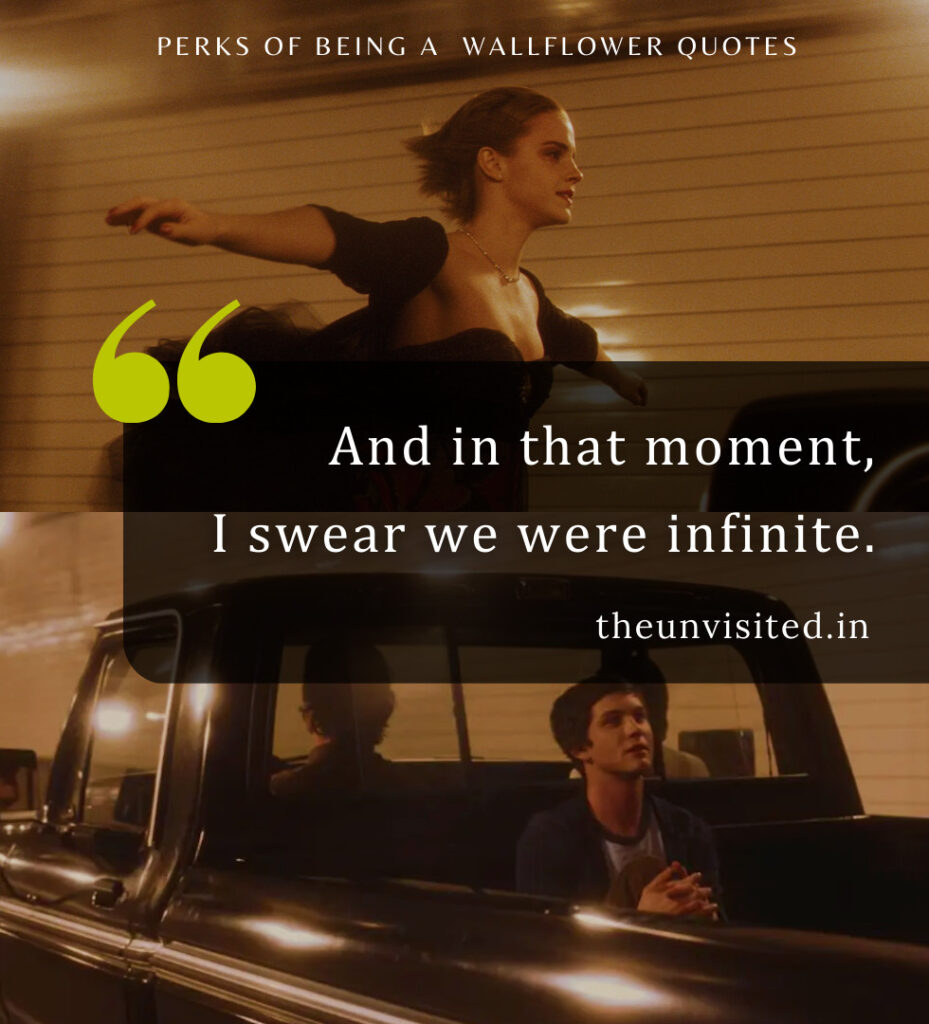 And in that moment, I swear we were infinite. - Perks Of Being A Wallflower Quotes | The Unvisited