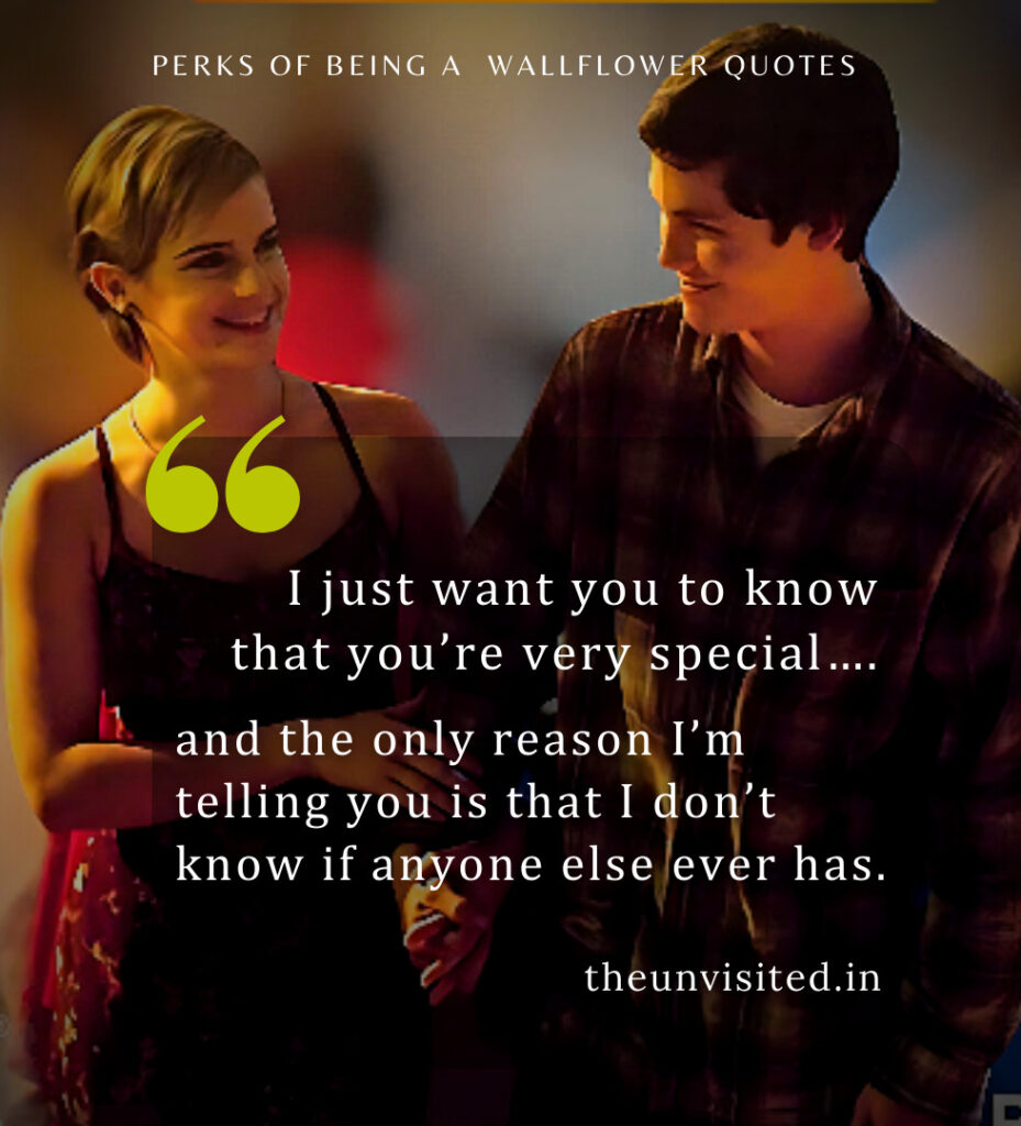 I just want you to know that you’re very special… and the only reason I’m telling you is that I don’t know if anyone else ever has. - Perks Of Being A Wallflower Quotes | The Unvisited